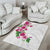 Hawaiian Hibiscus and Art Polynesian Tattoo Area Rug White Color