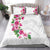 Hawaiian Hibiscus and Art Polynesian Tattoo Bedding Set White Color