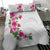 Hawaiian Hibiscus and Art Polynesian Tattoo Bedding Set White Color