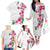 Hawaiian Hibiscus and Art Polynesian Tattoo Family Matching Off The Shoulder Long Sleeve Dress and Hawaiian Shirt White Color