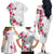 Hawaiian Hibiscus and Art Polynesian Tattoo Family Matching Off The Shoulder Long Sleeve Dress and Hawaiian Shirt White Color