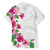 Hawaiian Hibiscus and Art Polynesian Tattoo Family Matching Off The Shoulder Long Sleeve Dress and Hawaiian Shirt White Color