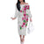 Hawaiian Hibiscus and Art Polynesian Tattoo Family Matching Off The Shoulder Long Sleeve Dress and Hawaiian Shirt White Color