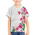 Hawaiian Hibiscus and Art Polynesian Tattoo Family Matching Off The Shoulder Long Sleeve Dress and Hawaiian Shirt White Color