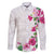 Hawaiian Hibiscus and Art Polynesian Tattoo Family Matching Off Shoulder Maxi Dress and Hawaiian Shirt White Color