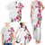 Hawaiian Hibiscus and Art Polynesian Tattoo Family Matching Tank Maxi Dress and Hawaiian Shirt White Color