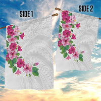 Hawaiian Hibiscus and Art Polynesian Tattoo Garden Flag White Color LT03 - Polynesian Pride