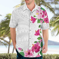 Hawaiian Hibiscus and Art Polynesian Tattoo Hawaiian Shirt White Color LT03 - Polynesian Pride
