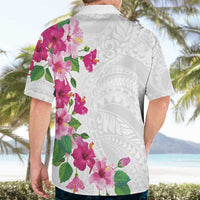 Hawaiian Hibiscus and Art Polynesian Tattoo Hawaiian Shirt White Color LT03 - Polynesian Pride