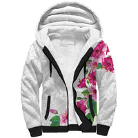 Hawaiian Hibiscus and Art Polynesian Tattoo Sherpa Hoodie White Color LT03 Unisex White - Polynesian Pride