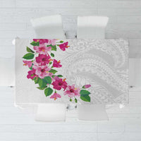 Hawaiian Hibiscus and Art Polynesian Tattoo Tablecloth White Color LT03 White - Polynesian Pride