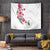 Hawaiian Hibiscus and Art Polynesian Tattoo Tapestry White Color