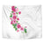 Hawaiian Hibiscus and Art Polynesian Tattoo Tapestry White Color