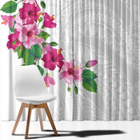 Hawaiian Hibiscus and Art Polynesian Tattoo Window Curtain White Color LT03 - Polynesian Pride