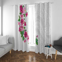 Hawaiian Hibiscus and Art Polynesian Tattoo Window Curtain White Color LT03 With Grommets White - Polynesian Pride