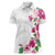 Hawaiian Hibiscus and Art Polynesian Tattoo Women Polo Shirt White Color