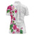 Hawaiian Hibiscus and Art Polynesian Tattoo Women Polo Shirt White Color