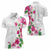 Hawaiian Hibiscus and Art Polynesian Tattoo Women Polo Shirt White Color