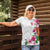 Hawaiian Hibiscus and Art Polynesian Tattoo Women Polo Shirt White Color