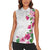 Hawaiian Hibiscus and Art Polynesian Tattoo Women Sleeveless Polo Shirt White Color