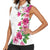 Hawaiian Hibiscus and Art Polynesian Tattoo Women Sleeveless Polo Shirt White Color