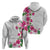 Hawaiian Hibiscus and Art Polynesian Tattoo Zip Hoodie White Color