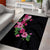 Hawaiian Hibiscus and Art Polynesian Tattoo Area Rug Black Color