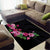 Hawaiian Hibiscus and Art Polynesian Tattoo Area Rug Black Color