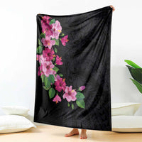 Hawaiian Hibiscus and Art Polynesian Tattoo Blanket Black Color LT03 - Polynesian Pride