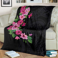 Hawaiian Hibiscus and Art Polynesian Tattoo Blanket Black Color LT03 - Polynesian Pride