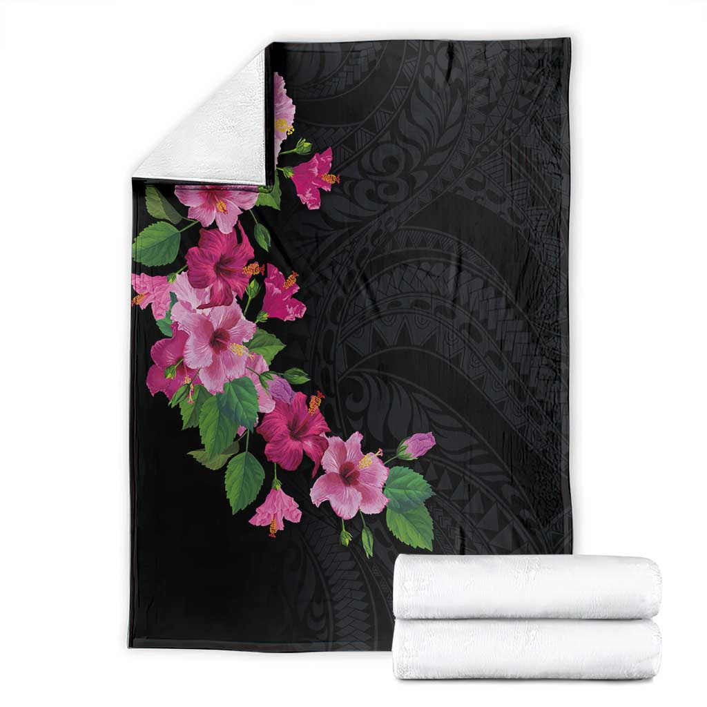 Hawaiian Hibiscus and Art Polynesian Tattoo Blanket Black Color LT03 - Polynesian Pride