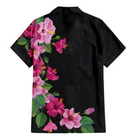 Hawaiian Hibiscus and Art Polynesian Tattoo Family Matching Mermaid Dress and Hawaiian Shirt Black Color