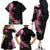 Hawaiian Hibiscus and Art Polynesian Tattoo Family Matching Off The Shoulder Long Sleeve Dress and Hawaiian Shirt Black Color