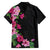 Hawaiian Hibiscus and Art Polynesian Tattoo Family Matching Off The Shoulder Long Sleeve Dress and Hawaiian Shirt Black Color