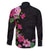 Hawaiian Hibiscus and Art Polynesian Tattoo Family Matching Off Shoulder Maxi Dress and Hawaiian Shirt Black Color
