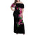 Hawaiian Hibiscus and Art Polynesian Tattoo Family Matching Off Shoulder Maxi Dress and Hawaiian Shirt Black Color