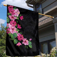 Hawaiian Hibiscus and Art Polynesian Tattoo Garden Flag Black Color LT03 - Polynesian Pride