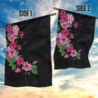 Hawaiian Hibiscus and Art Polynesian Tattoo Garden Flag Black Color LT03 - Polynesian Pride