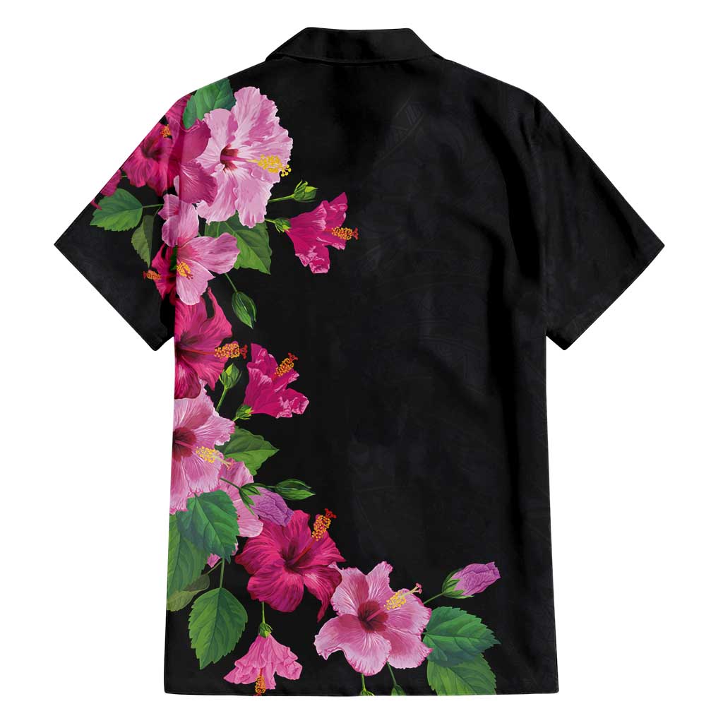 Hawaiian Hibiscus and Art Polynesian Tattoo Hawaiian Shirt Black Color LT03 - Polynesian Pride