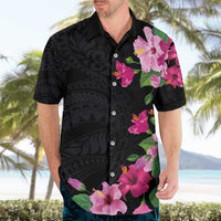 Hawaiian Hibiscus and Art Polynesian Tattoo Hawaiian Shirt Black Color LT03 - Polynesian Pride