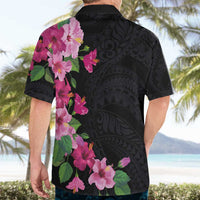 Hawaiian Hibiscus and Art Polynesian Tattoo Hawaiian Shirt Black Color LT03 - Polynesian Pride