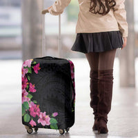 Hawaiian Hibiscus and Art Polynesian Tattoo Luggage Cover Black Color