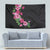 Hawaiian Hibiscus and Art Polynesian Tattoo Tapestry Black Color