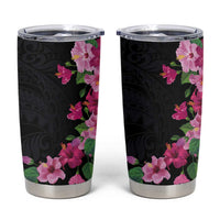 Hawaiian Hibiscus and Art Polynesian Tattoo Tumbler Cup Black Color