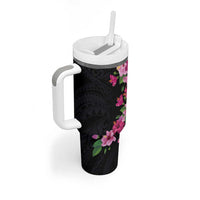 Hawaiian Hibiscus and Art Polynesian Tattoo Tumbler With Handle Black Color LT03 - Polynesian Pride
