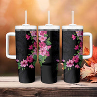 Hawaiian Hibiscus and Art Polynesian Tattoo Tumbler With Handle Black Color LT03 - Polynesian Pride