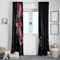 Hawaiian Hibiscus and Art Polynesian Tattoo Window Curtain Black Color LT03 - Polynesian Pride