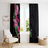 Hawaiian Hibiscus and Art Polynesian Tattoo Window Curtain Black Color LT03 - Polynesian Pride