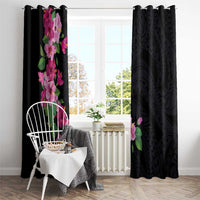 Hawaiian Hibiscus and Art Polynesian Tattoo Window Curtain Black Color LT03 - Polynesian Pride