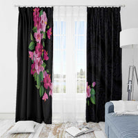 Hawaiian Hibiscus and Art Polynesian Tattoo Window Curtain Black Color LT03 - Polynesian Pride